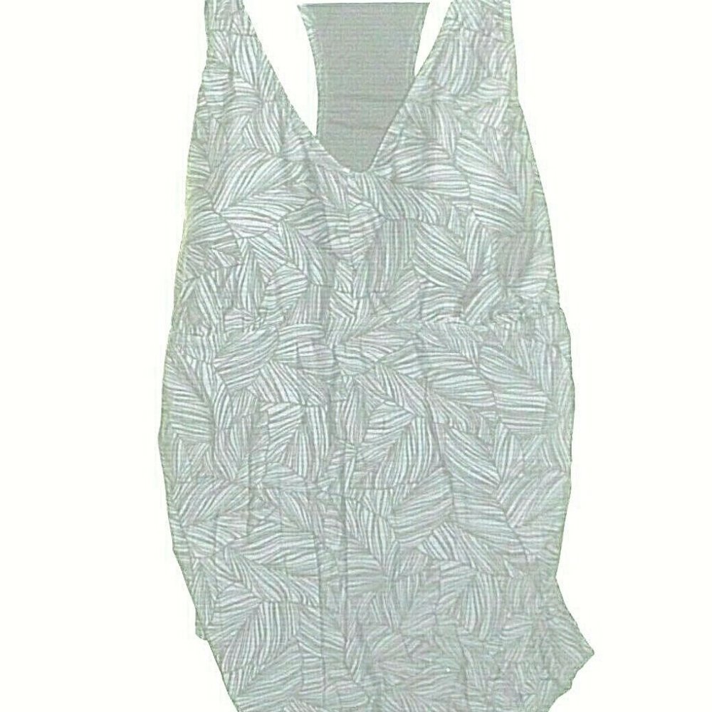 Kona Sol Women's Black Print Ruched Racer Back Ruching Sides Swim Top Size 18W